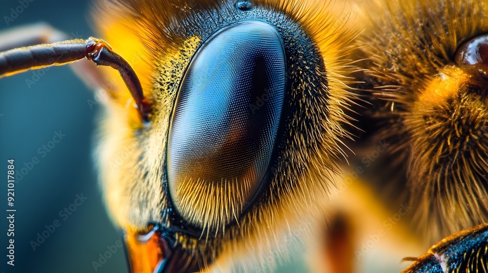 Aufkleber captivating macro shot of a honeybee's intricate eye structure