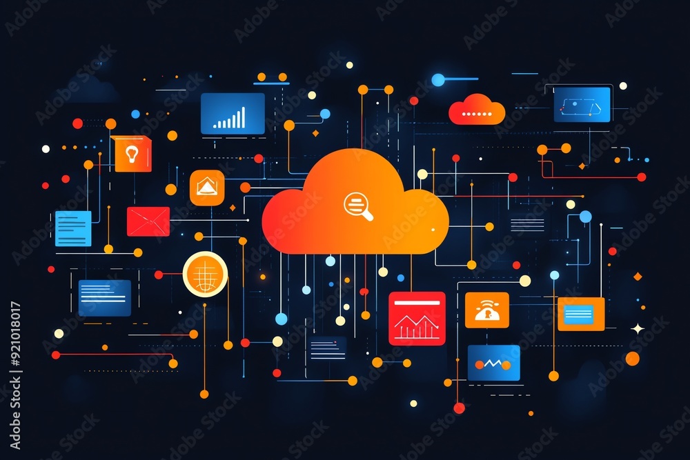 Aufkleber Abstract cloud computing network.