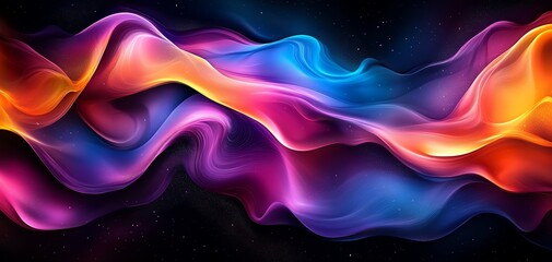 Abstract colorful wavy lines on a black background