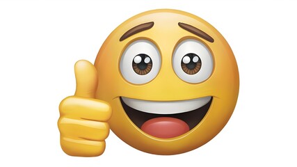 Fototapeta premium Thumbs up on a 3D yellow emoticon.