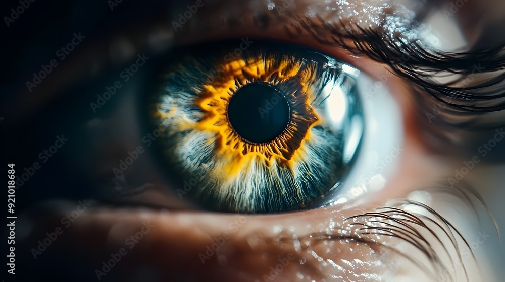 Poster mesmerizing macro vision:exploring the captivating patterns and color variations of the human iris