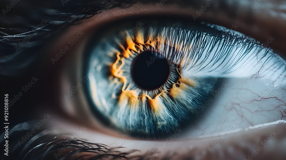 Poster captivating macro of the unique iris patterns and colors