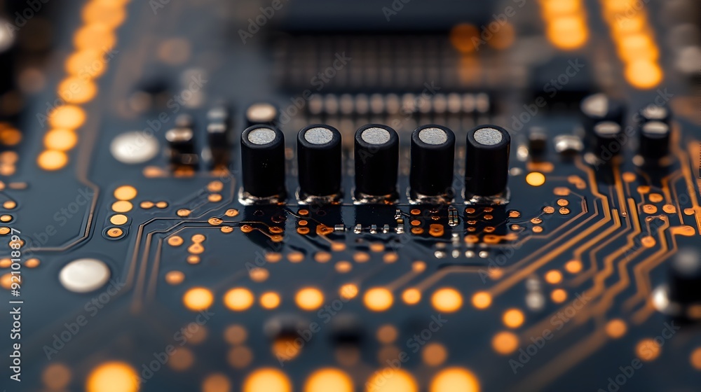 Poster intricate circuitry:a captivating macro view of electronic innovation