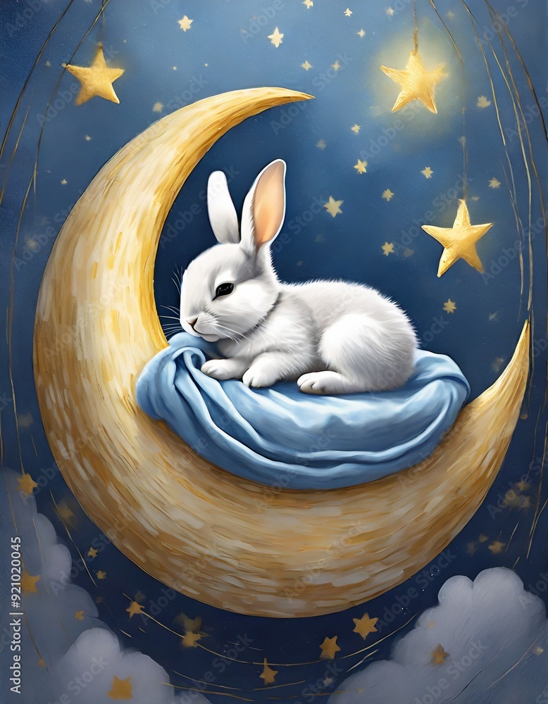 Canvas Prints rabbit on the moon