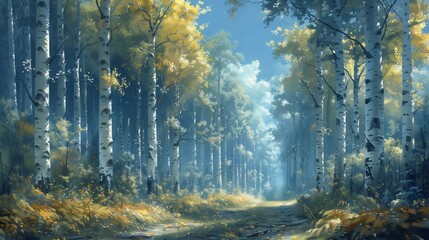 Fototapeta premium Enchanted Autumn Forest Pathway Scenery