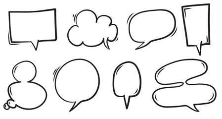hand drawn set speech bubbles isolated doodle set element vector illustration