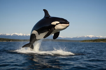 Obraz premium a happy orca in its natural habitat