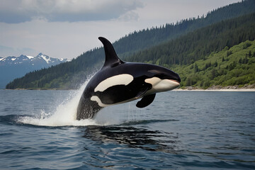 Obraz premium a happy orca in its natural habitat