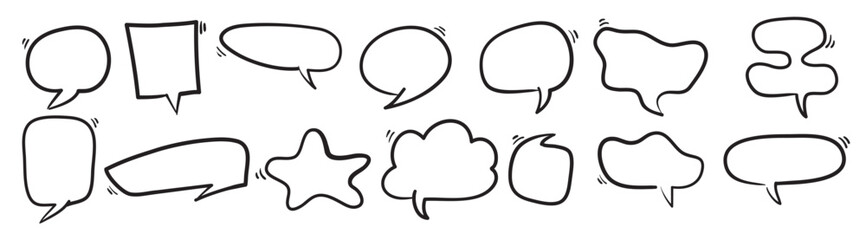 hand drawn set speech bubbles isolated doodle set element vector illustration