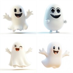 Obraz premium 3D Cartoon Cute Funny Ghost