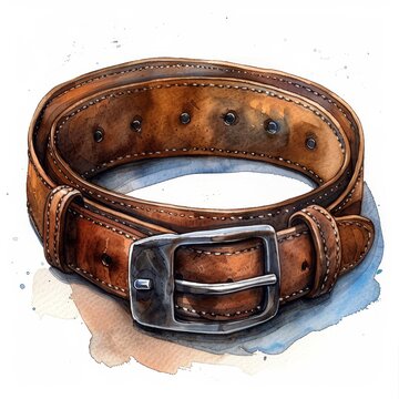 recommend clip art: Classic Leather Belt Watercolor Clipart for Fashion Campaigns