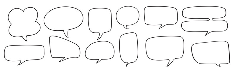 hand drawn set speech bubbles isolated doodle set element vector illustration