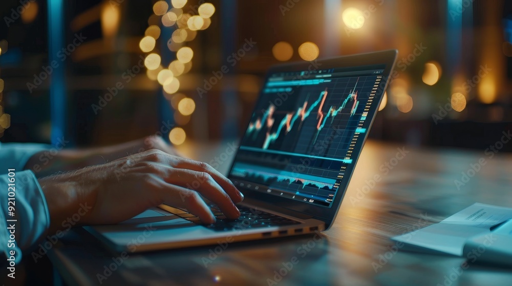 Poster photorealistic trader using online platform