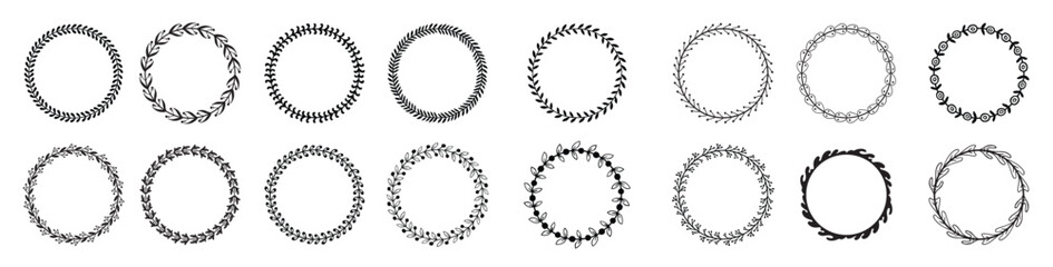 circle leaf frames floral leaves round frame flower ornament circles flowers circled border isolated