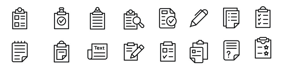 clipboard document line icons pack.