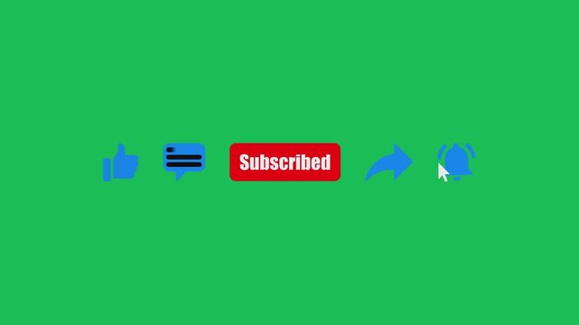 like, comment, share and Subscribe animation video on green screen