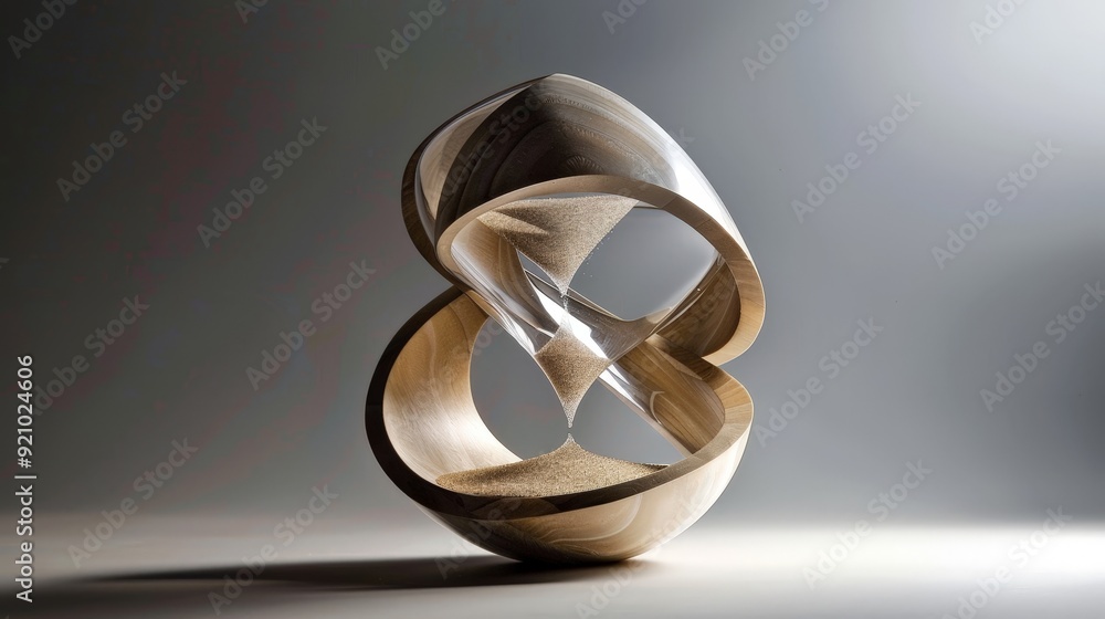 Poster a sand clock with a unique shape, such as a spiral or star, adding an artistic and unconventional to