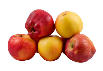Red and yellow apples isolated on white or transparent background