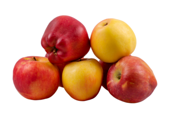 Red and yellow apples isolated on white or transparent background