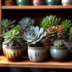 Patted Succulents on a Shelf