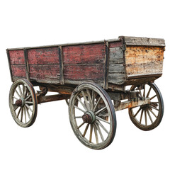 Fototapeta premium PNG Outdoor display of vintage wooden cart