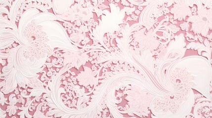 Elegant floral swirls in pastel pink shades create a delicate and artistic pattern.