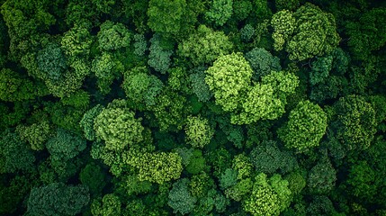 Naklejka premium A lush green forest canopy viewed from above, showcasing a dense and vibrant ecosystem.