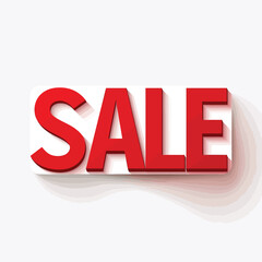 Adobe IllustratMinimalistic "SALE" badge bold sans-serif font vibrant red color flat design on white backgroundor Artwork