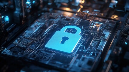 Acrylic Notebook with a Blue Padlock on the Screen