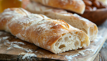 ciabatta with ears on the wooed table