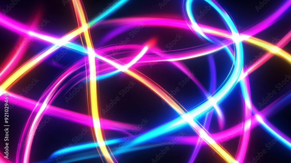 Aufkleber abstract neon background with glowing lines in color. digital data transfer. stock photography.