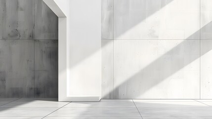 Obraz premium A large white room with a white wall and a white door. The room is empty and has a very clean and simple design