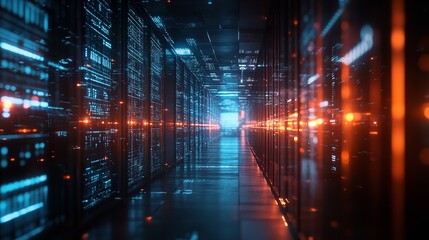 Fototapeta premium Futuristic Technology of Digital Warehouse. Data Innovation