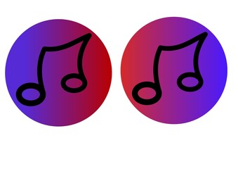 Colorful musical notes icons collection, color notes button