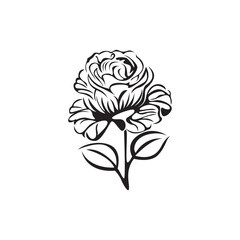 A Simple Rose Flower.Flat style for graphic and silhouette, t-shirt, tattoo