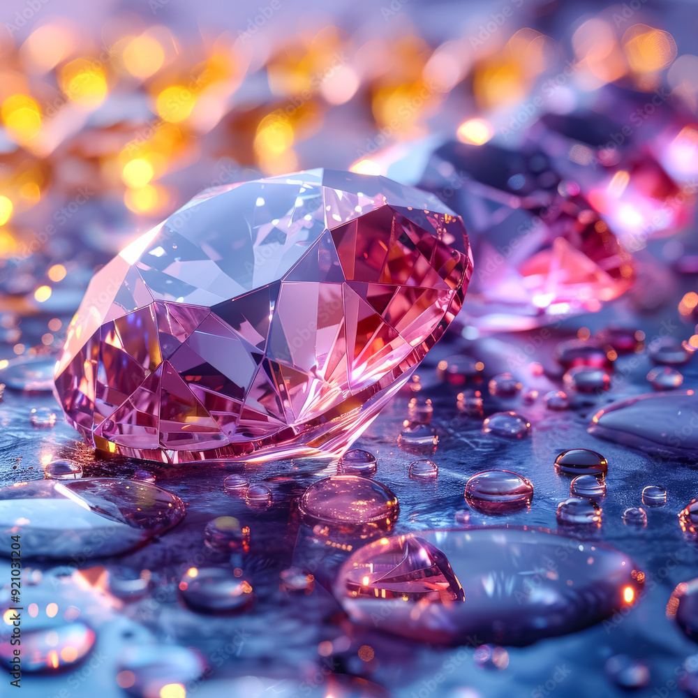 Poster a close up of a bunch of colorful diamonds. the diamonds are of different colors and sizes, and they