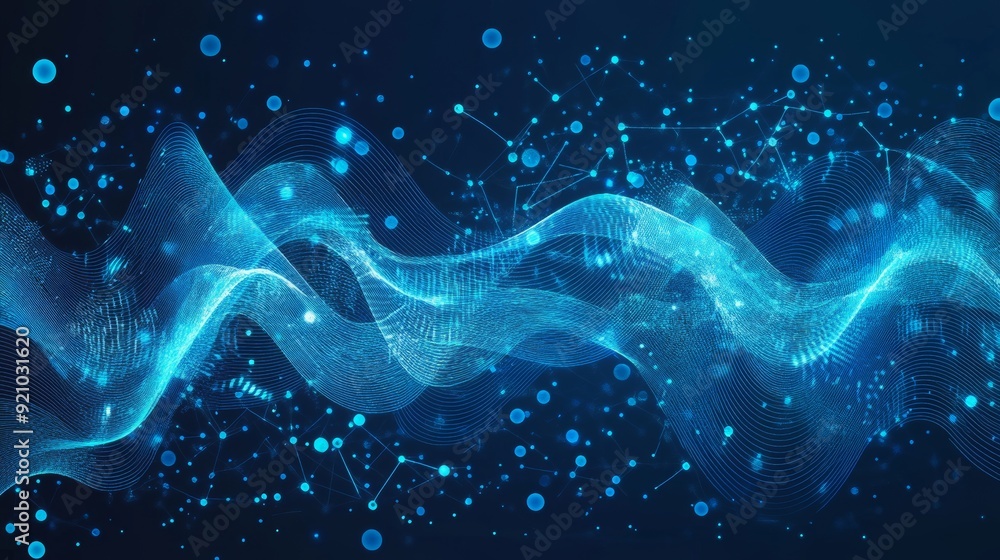 Poster connecting dots and lines on a dark background. data technology background. abstract background. 3d 