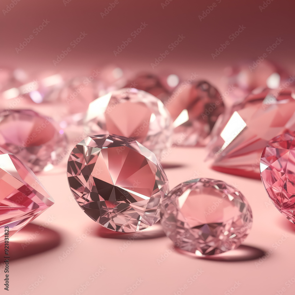 Poster a close up of a pink diamond with a pink background. the diamonds are arranged in a pattern, with so