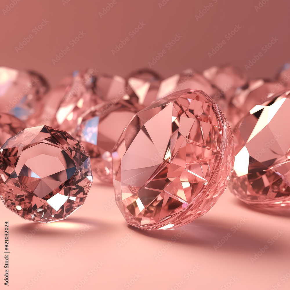Poster a close up of a pink diamond with a pink background. the diamonds are arranged in a pattern, with so