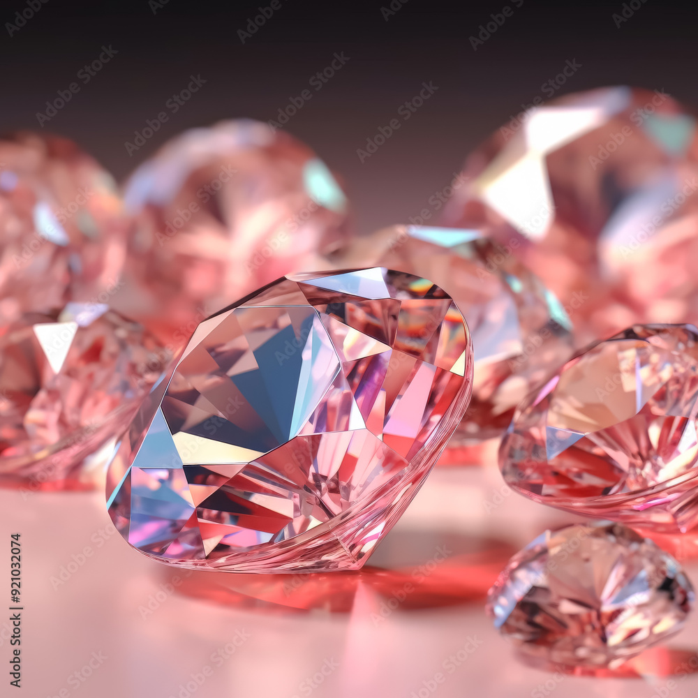 Poster a close up of a pink diamond with a pink background. the diamonds are arranged in a pattern, with so
