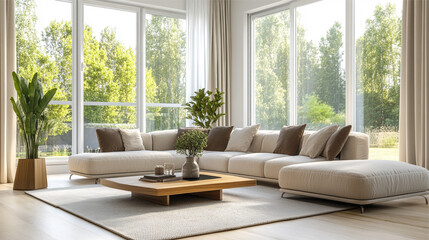 Interior of modern living room. 3D render, 3D illustration
