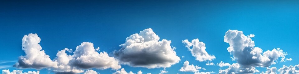 Fototapeta premium White fluffy clouds on blue sky. Abstract cloudscape background