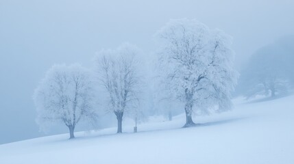 Winter Wonderland:  Frozen Trees in a Misty Landscape