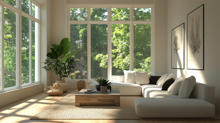 Interior of modern living room. 3D render, 3D illustration
