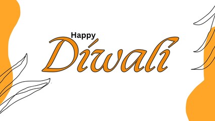Happy Diwali golden and line elements card design with botanical design looks