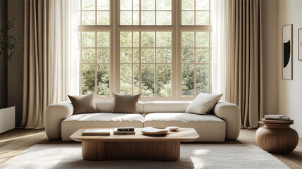 Interior of modern living room. 3D render, 3D illustration