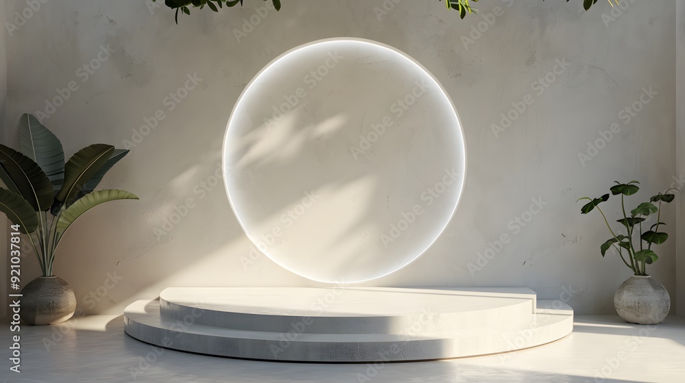 Poster elegant 3d rendering of a geometric circle podium for product display