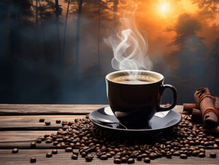 Generous Coffee cup and brown sugar on brown stone