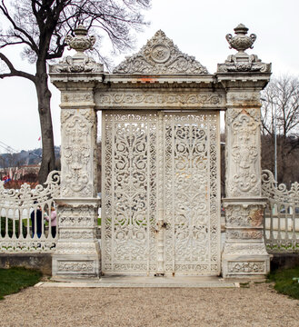 ancient iron garden gate of kucuksu pavillion kasri in istanbul
