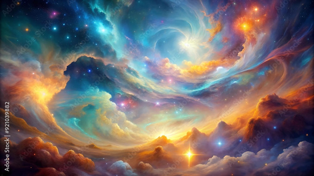 Poster abstract expression of color and form in a cosmic landscape ai generated